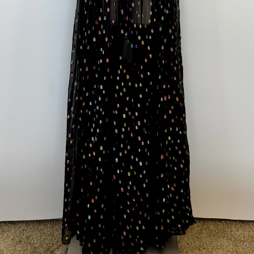 Michael Costello x Revolve Natalie Maxi Dress in Black Rainbow Dots M NWT - Picture 10 of 15